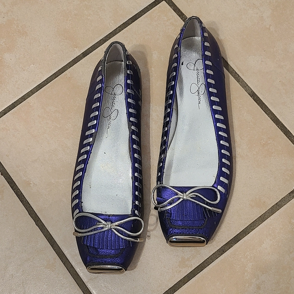 purple silver flats
